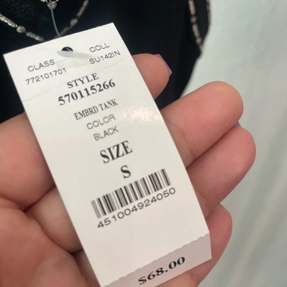 White House Black Market Black Tank with Emboirdered Trim - Picture 5 of 6